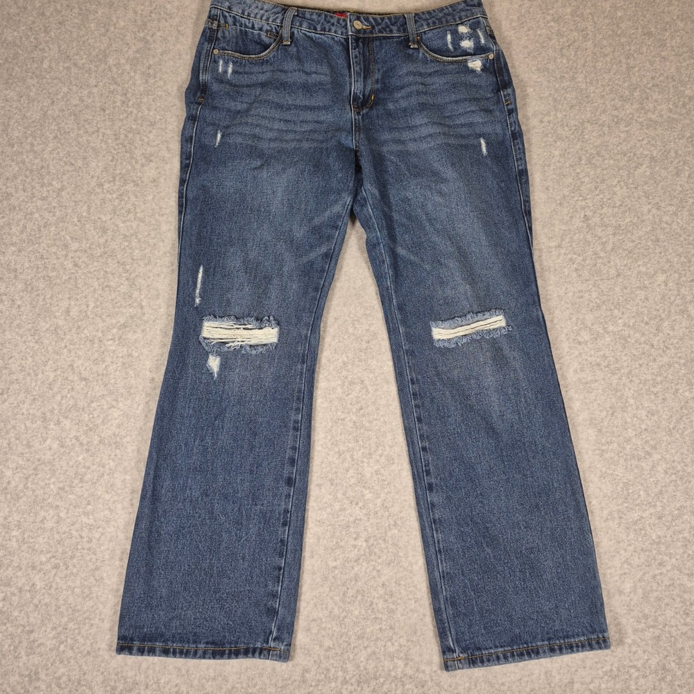 Guess Jeans Mens 31 x 30 Blue Distressed Ripped Knee Straight Leg